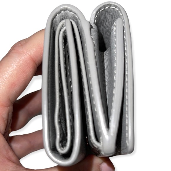 BALENCIAGA Mini Wallet Grey Saffiano Leather Trifold Wallet Dust Bag Box EUC - Picture 6 of 13